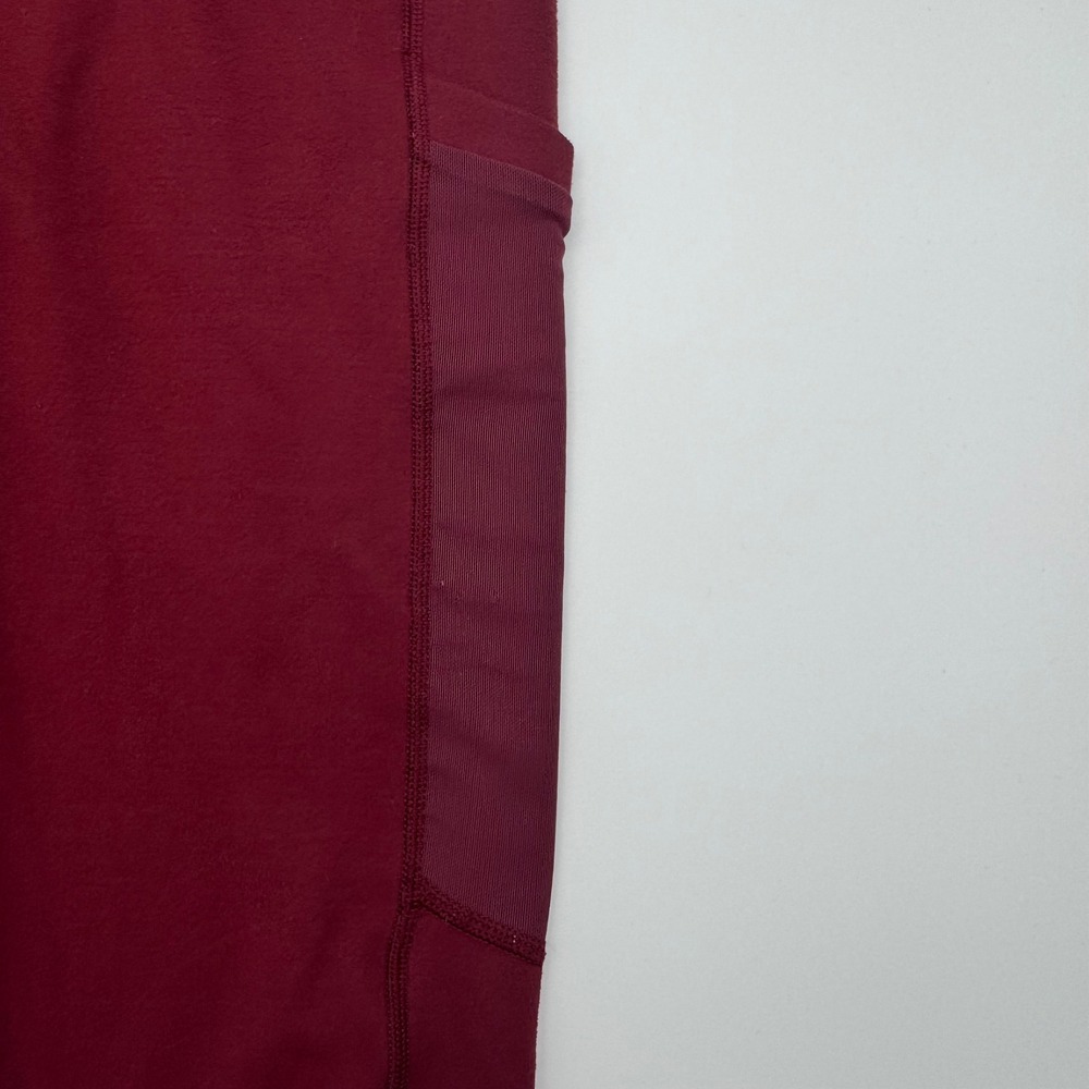 Fabletics PowerHold High Waisted Burgundy Mesh Pocket Leggings Womens Size Small - Picture 4 of 7